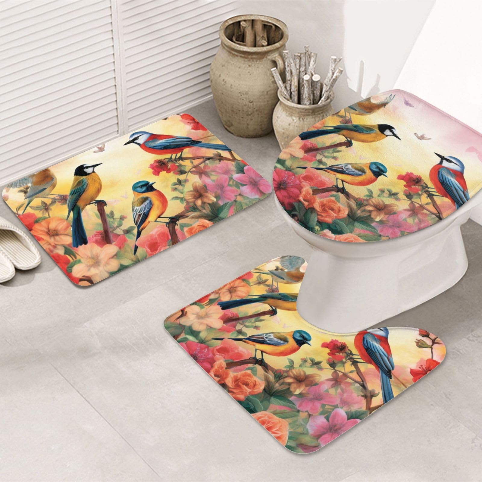 Tapis de bain antidérapant lot de 3 pour éviter les glissades sur carrelage humide de WC