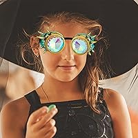Vista 110 de Gafas de caleidoscopio retro con pinchos, gafas de cristal arcoíris steampunk estilo soldadura, gafas de cosplay punk