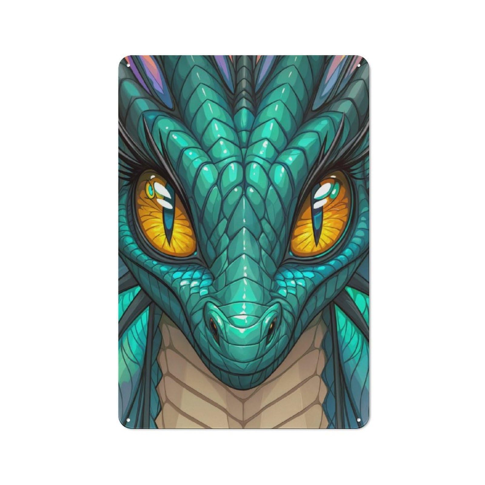 Junmoney Stained Pretty Dragon Retro Metal Plaque 30X20cm Featuring For Home Bar Wall, For Room Styling Across Home Bars And Entertaining Spaces