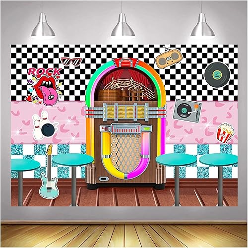 XLL Rock Roll Party Back to 50's Sock Hop Fotografía Fondo de regreso a los años 50 Tienda de soda Fondos de fotos de los años 50 Retro Diner Time