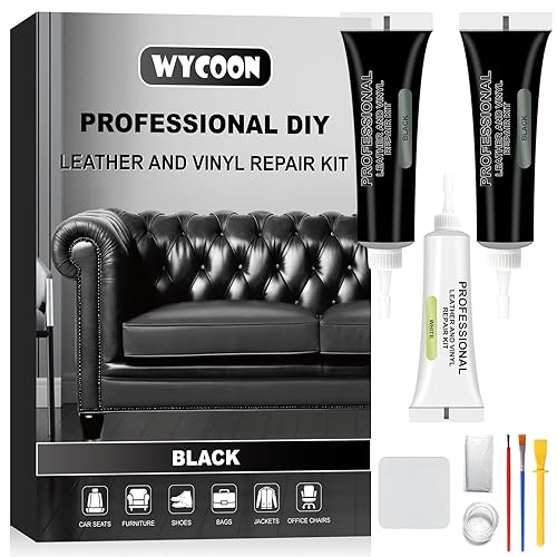 Black Leather & Vinyl Repair Kit for Furniture, Car Seats,