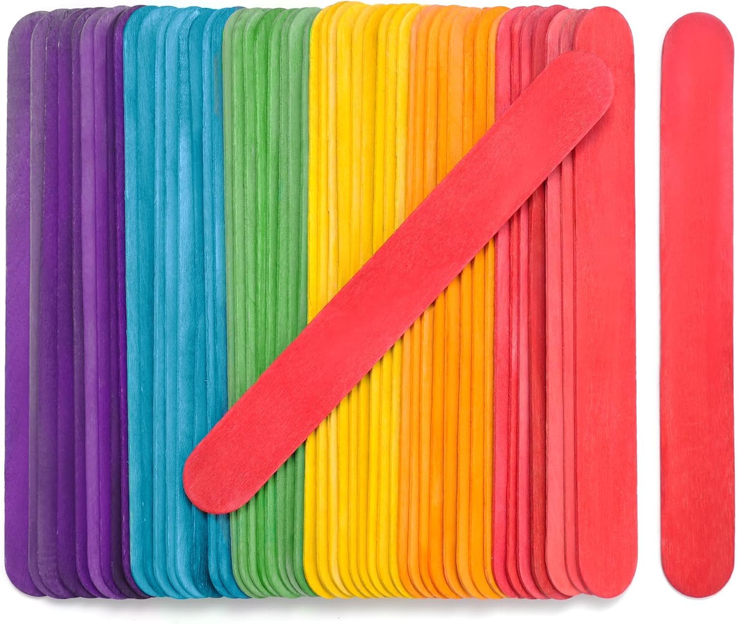 50 PCS Colored Jumbo Popsicle Sticks for Crafts - Large Wooden Craft Sticks, Paint Stir Sticks for DIY, Home Art Projects, Classroom Supplies 6 Inch-image-46