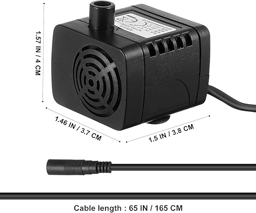 Miniatura 2 de TEHAUX Mini bomba sumergible de 12 V, 380 LH, bomba de agua ultra silenciosa, bomba de agua portátil para acuario, pecera, estanque, fuente
