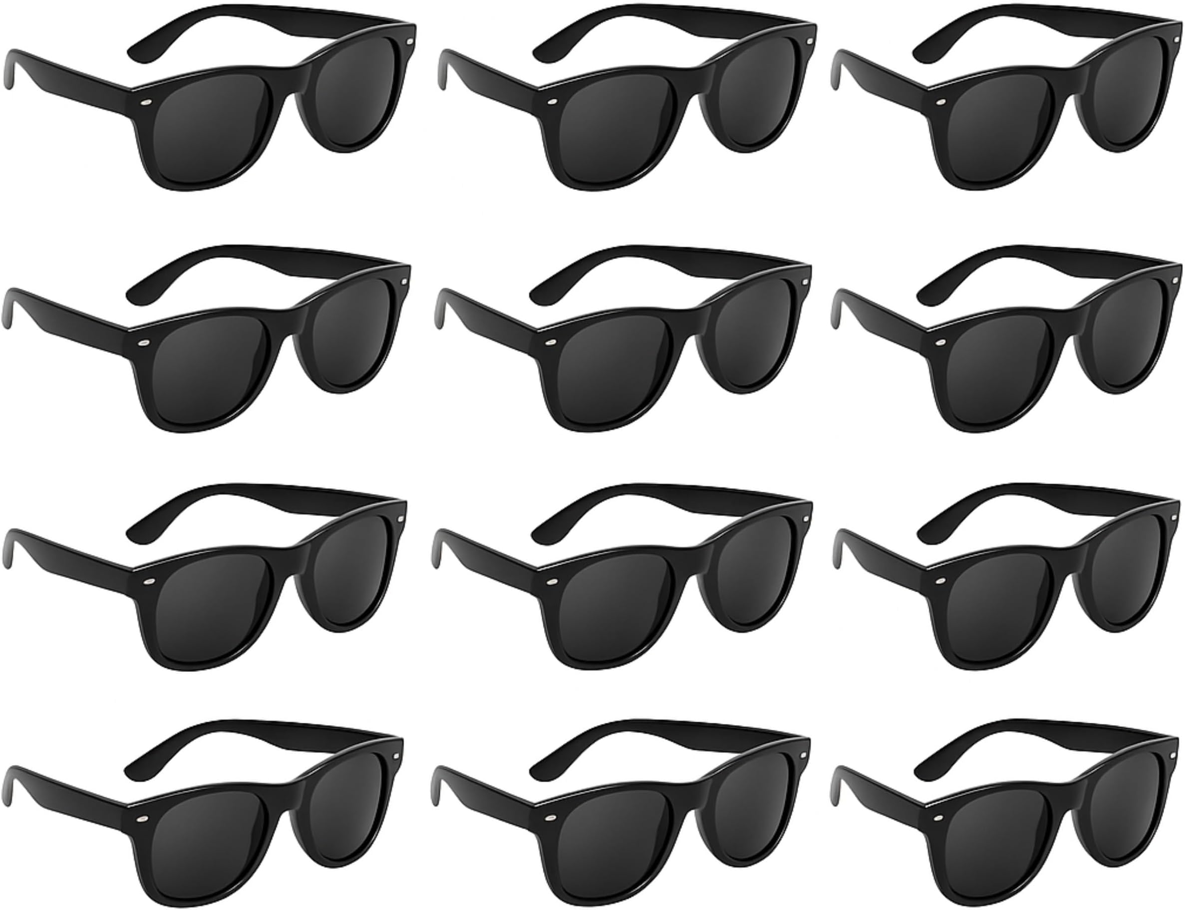 Super Z Outlet Plastic Black Vintage Retro Style Sunglasses Shades Eyewear for Party Prop Favors, Decorations, Toy Gifts (12 Pairs)