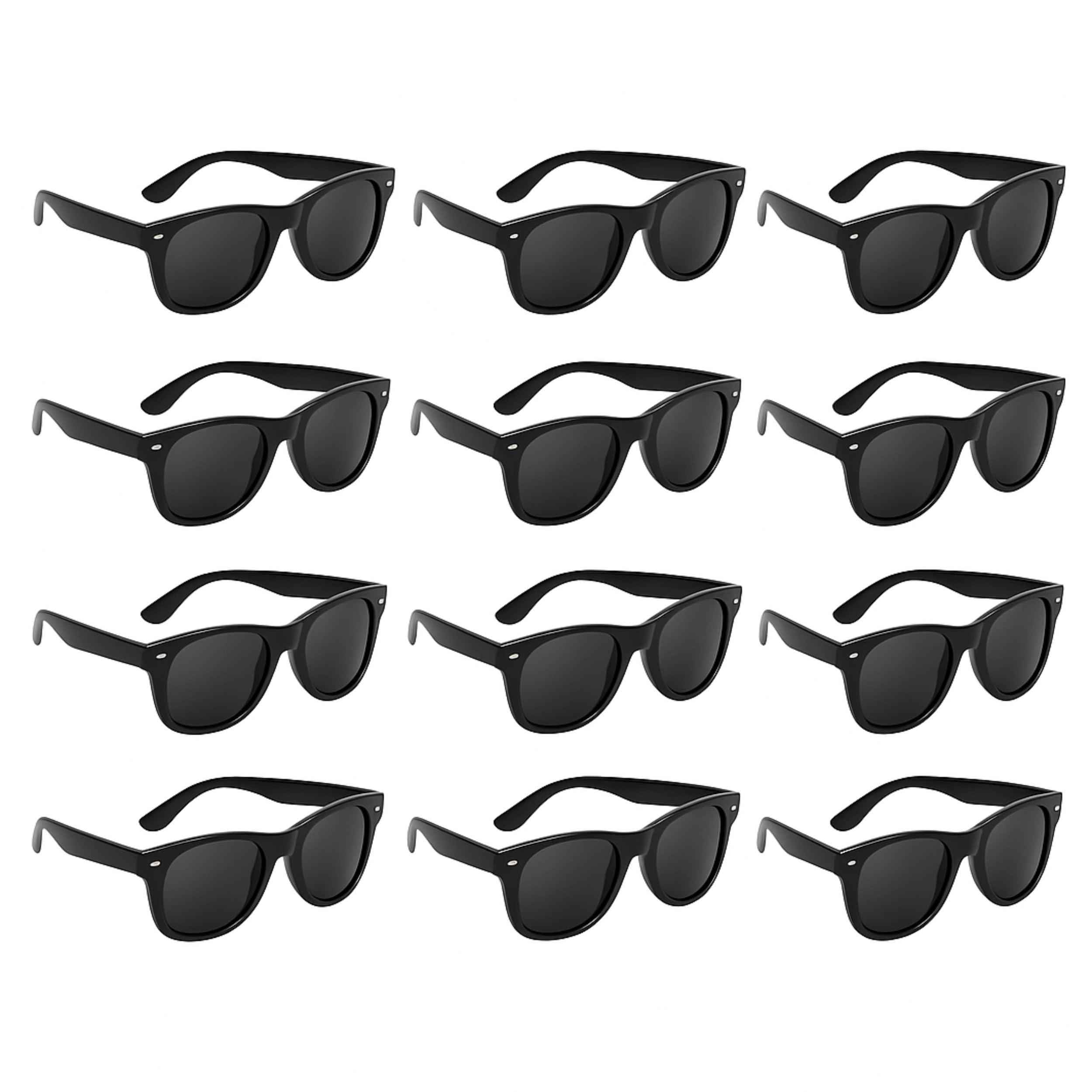Super Z Outlet Plastic Black Vintage Retro Style Sunglasses Shades Eyewear for Party Prop Favors, Decorations, Toy Gifts (12 Pairs)