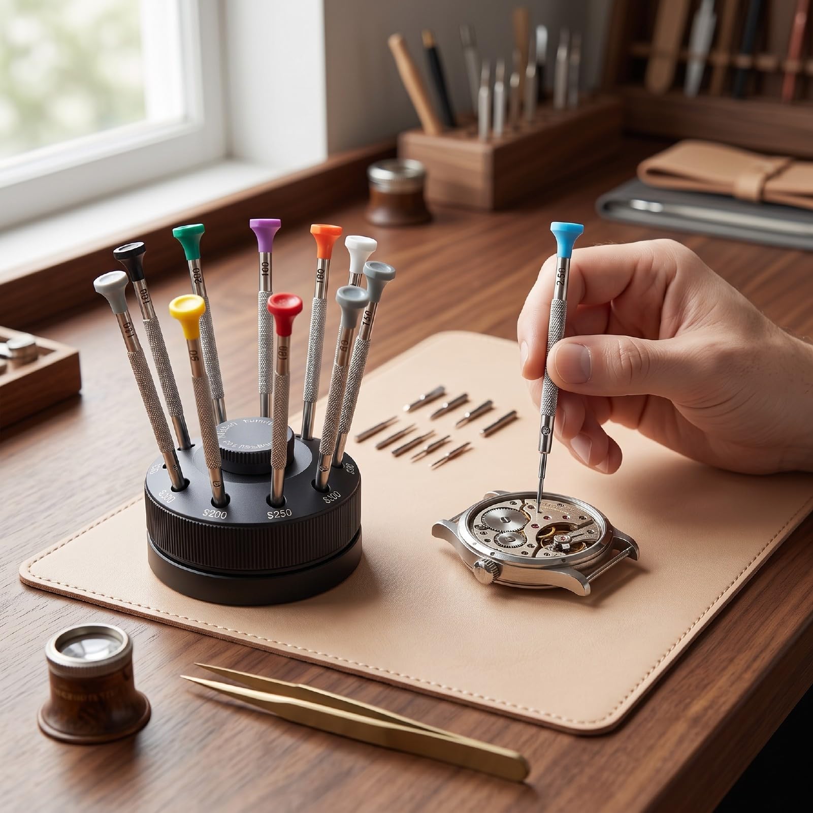 Luocute Set di Cacciaviti Piatti di Precisione da 9 Pezzi Kit di Riparazione per Orologi in Acciaio Inossidabile