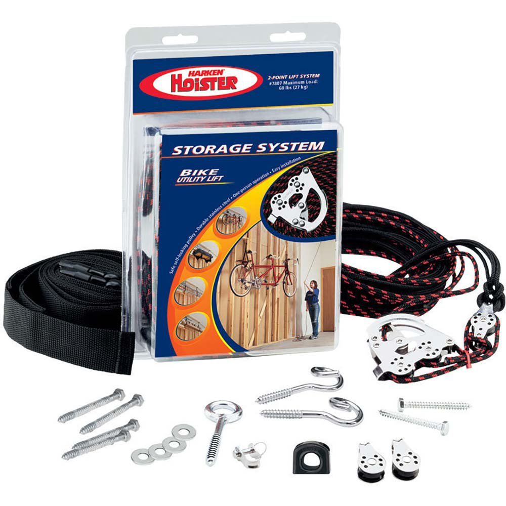 HARKEN2 Point Hoister Garage Storage System for Kayaks, Dinghies, Bikes, Paddleboards (16ft Ceiling, Max Load 60lbs, Self-Leveling, Safe Anti-Drop System, One-Person Operation - 7807