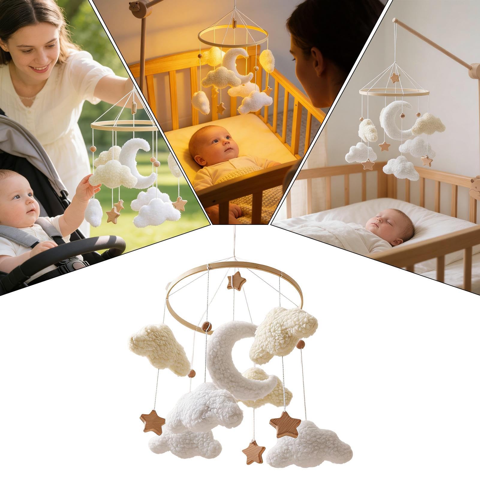 Mobile pour Lit Bébé | Rotatif à esthétique apaisante | Mobile bohème | pour Berceau Mur Fenêtre Maison Garçons Fille Jeune Enfant