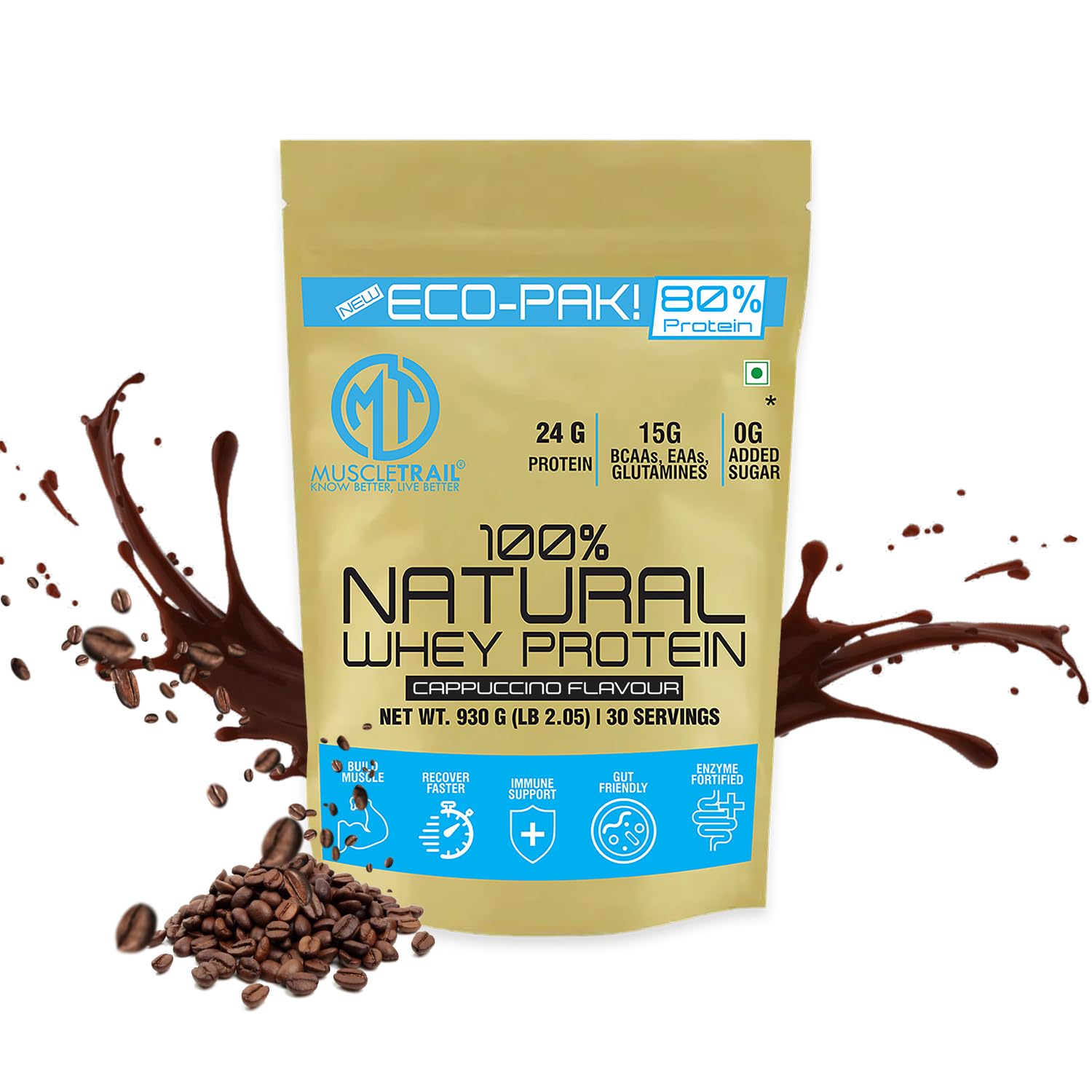 MuscleTrail Eco Pak Natural Whey Protein |30 Servings |24G Protein Per Serving |Vanilla |For Muscle Building&Recovery (930g, Chocolate) — Amazon image 12
