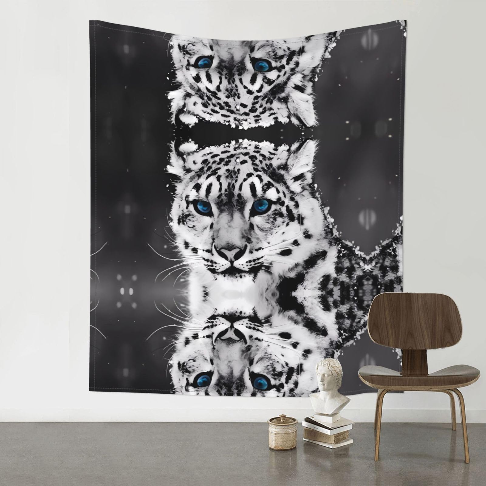 HJFCZH Snow tiger Prints Wall Tapestry 60x51in – Boho Decor Throw for Bedroom, Dorm, Beach Cover & Picnic Blanket