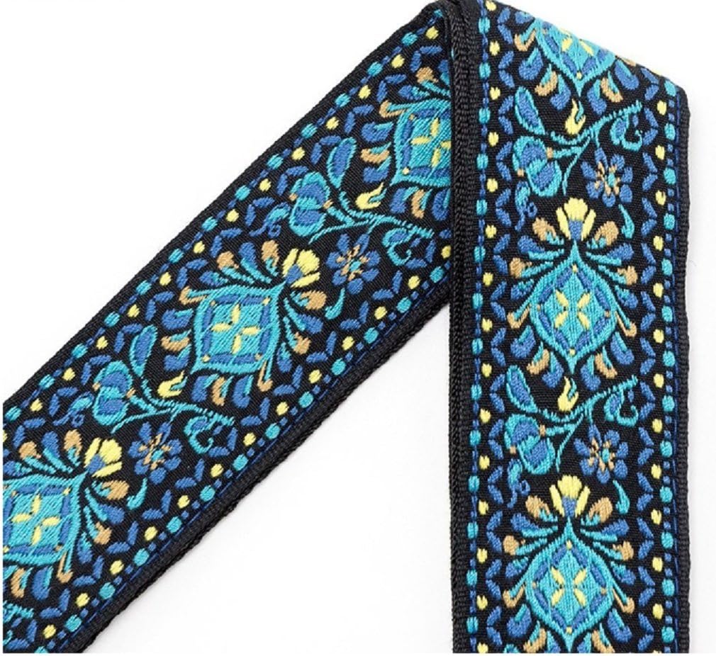 SoGreat Adjustable Premium Guitar Strap, SoGreat Jacquard Weave Hootenanny Style Ukulele Strap with Leather Ends for Electric, Bass, Acoustic Guitars, Banjos, Resonators and Mandolins, Aqua Blue