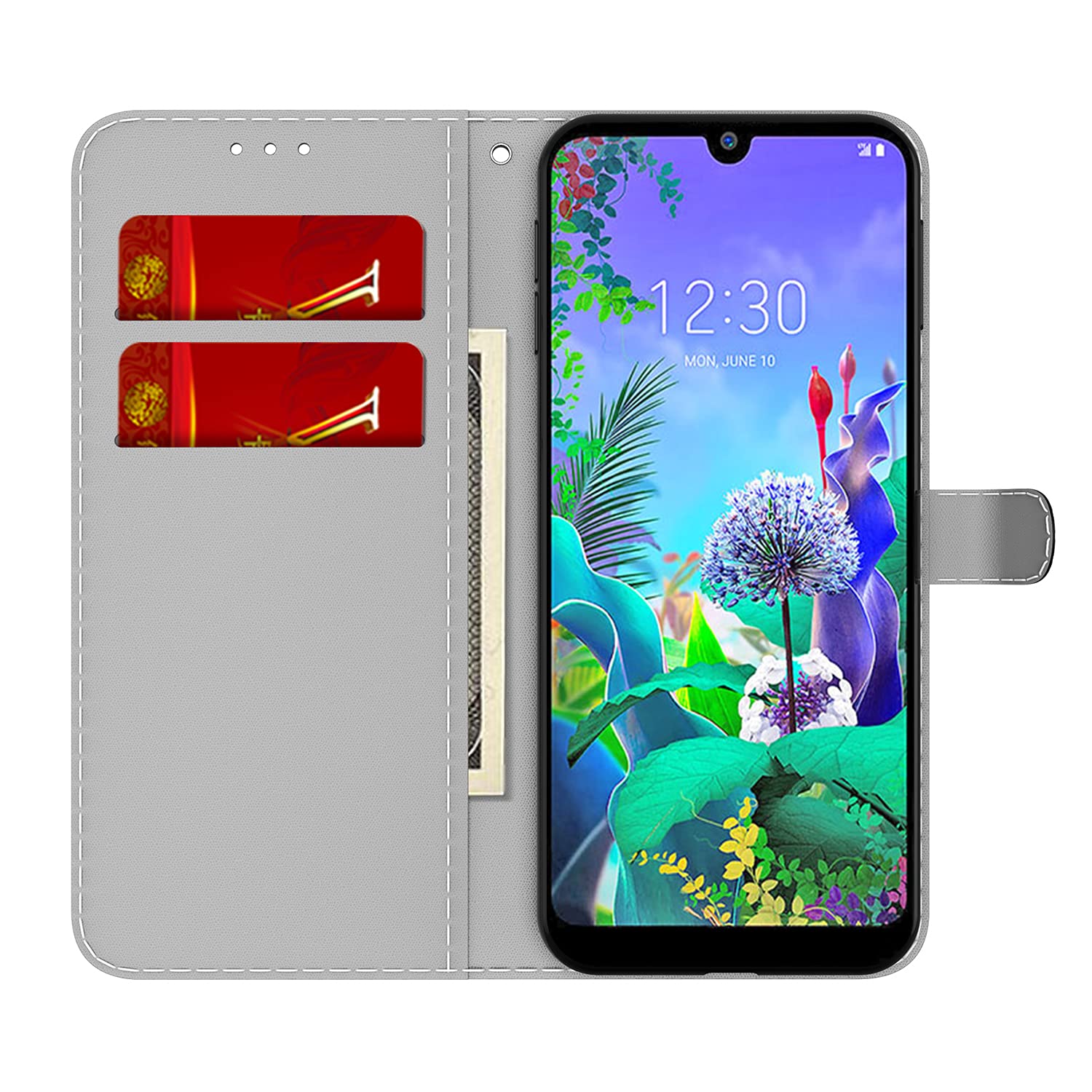 Beajew Cover Magnetica Per LG K50/Q60 – Portafoglio In Pelle Con 9 Slot E Laccio Tracolla Viola