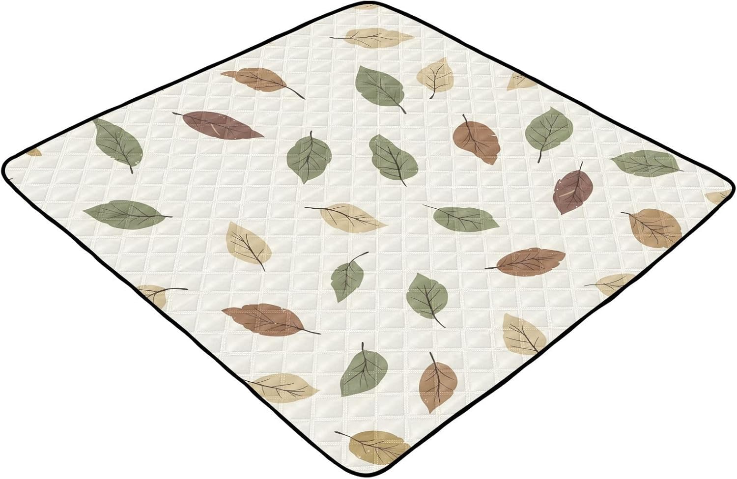 Doodle Colorful Leaf Pattern Baby Play Mat, 50“ X 50” Washable Folding Crawling Mat, Baby Floor Mat, Soft, Thick, Non-Slip