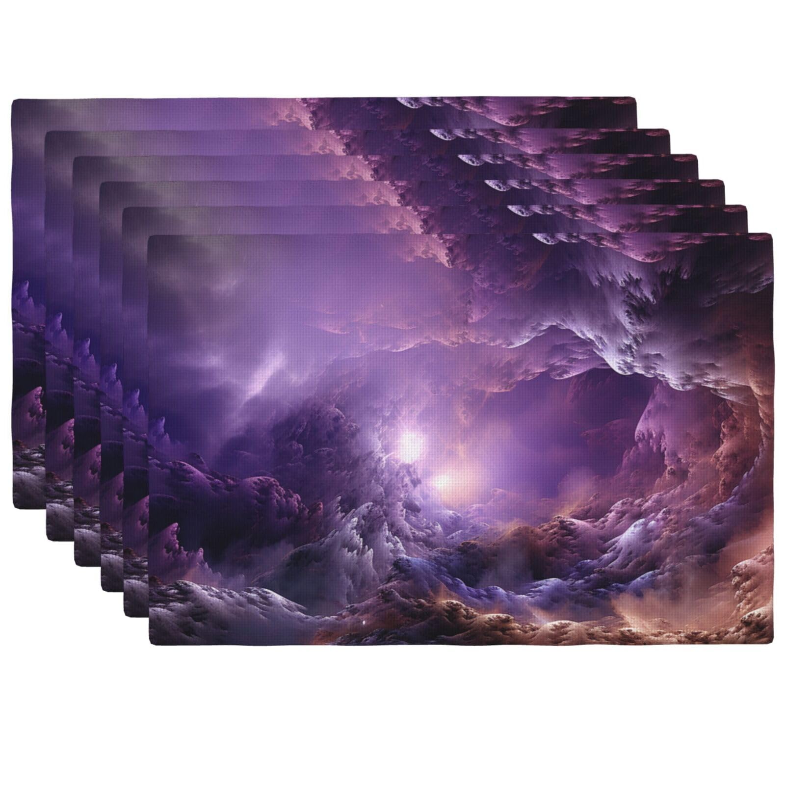 Sets de table violets galaxie en lin tissé lavable et résistant à la chaleur pour la table