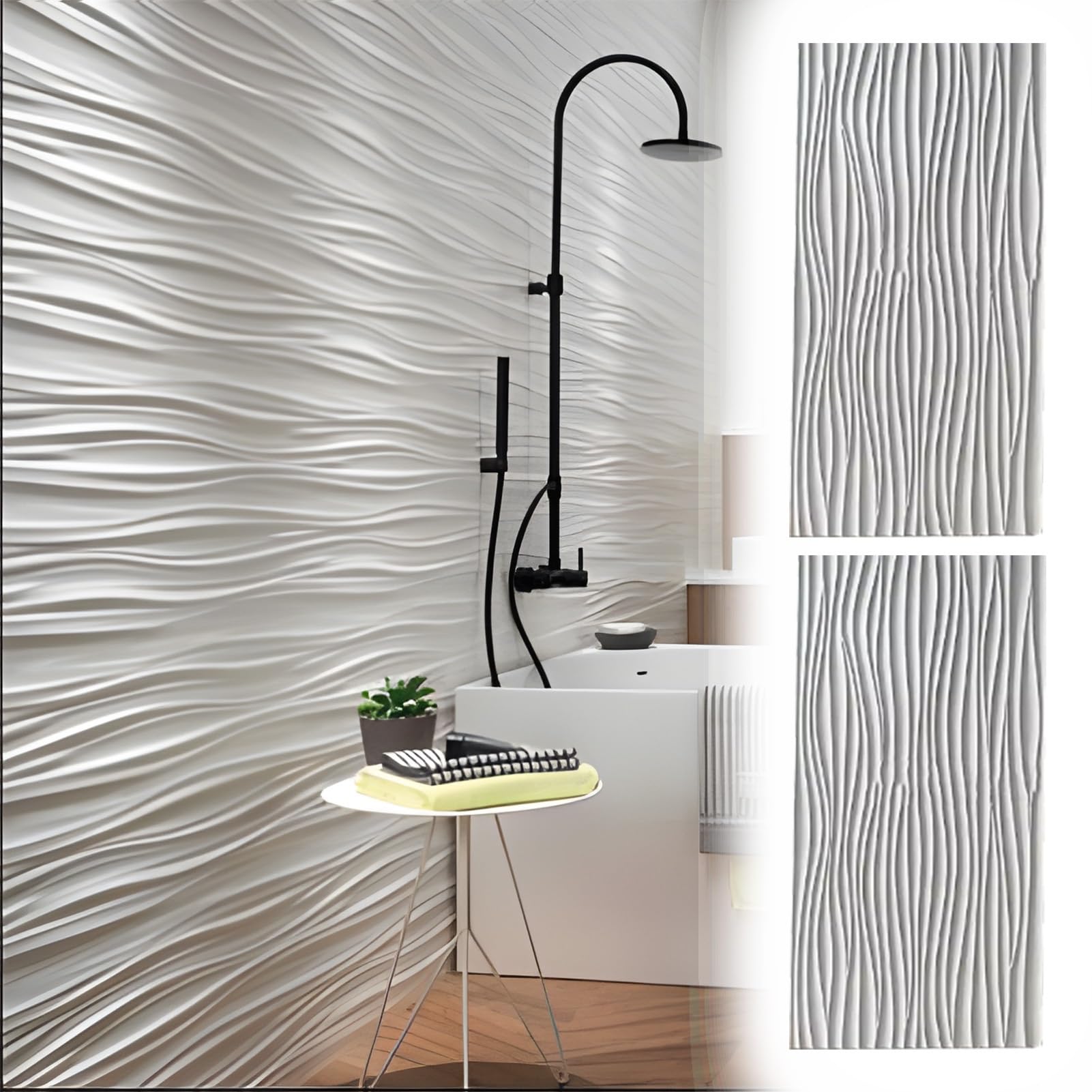 Pannelli Decorativi 3D DECCART Per Pareti - Boiserie In Polistirolo, 100x50 Cm, Nero, Facile Montaggio - Foto 6