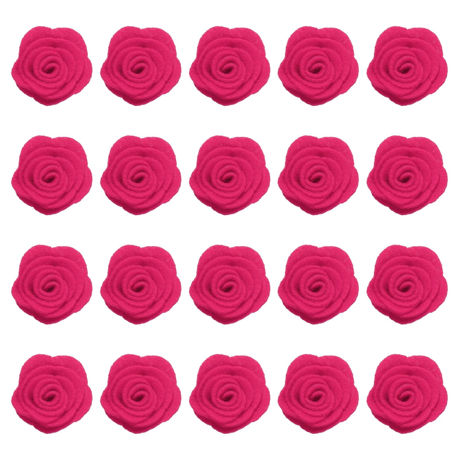 sourcing map 20Pcs Felt Fabric Flowers Embellishments, 1.57" Nonwoven Camellia Sewing Appliques Ornament Artificial Flower Heads for DIY Wedding Party Scrapbook Hair Decorations, Rose Red