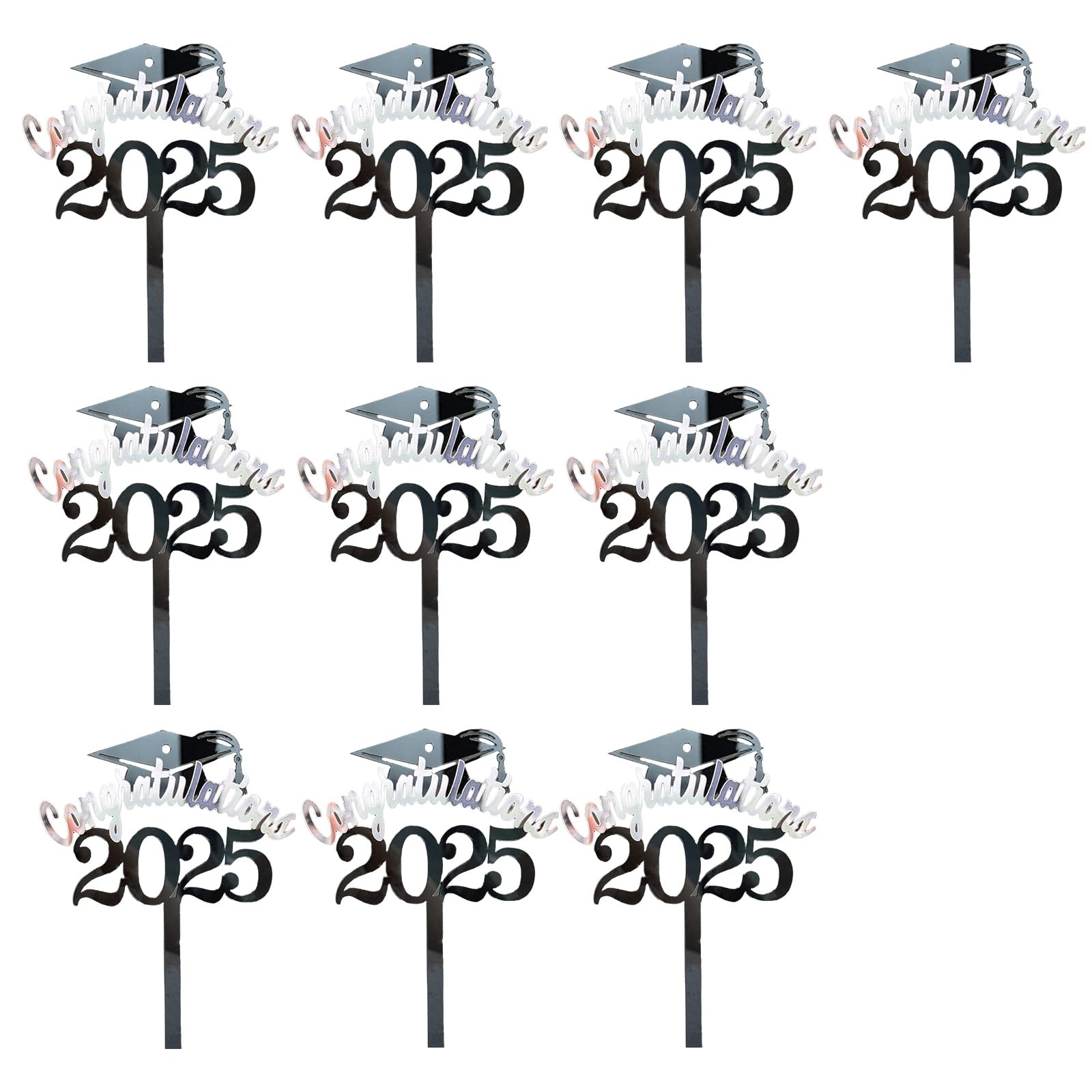 Kalttoy E 10Pieces Graduation Hat Cak Decoration Bachelor Hat Cak Toppers Metallic Paper Dessert Decoration For Dessert Metallic Mortarboard Decorations