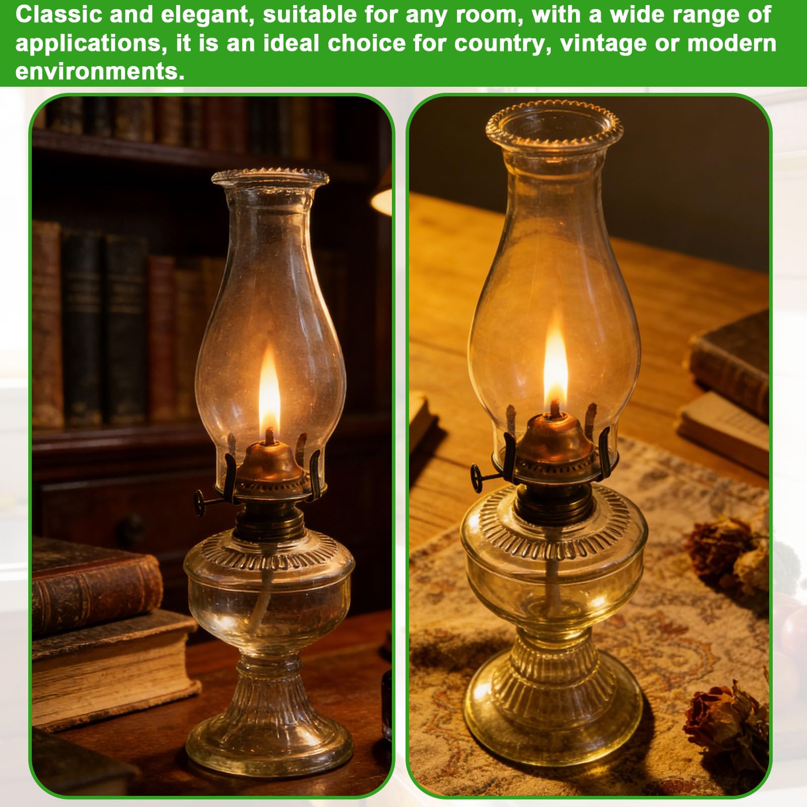 Cappa Ricambio per Lampada a Olio in Vetro Trasparente, Copertura Paralume Lampada a Cherosene Uragano 20,5cm con Adattamento Inferiore 7,62cm Globo in Vetro per Lampade Vintage & Classiche