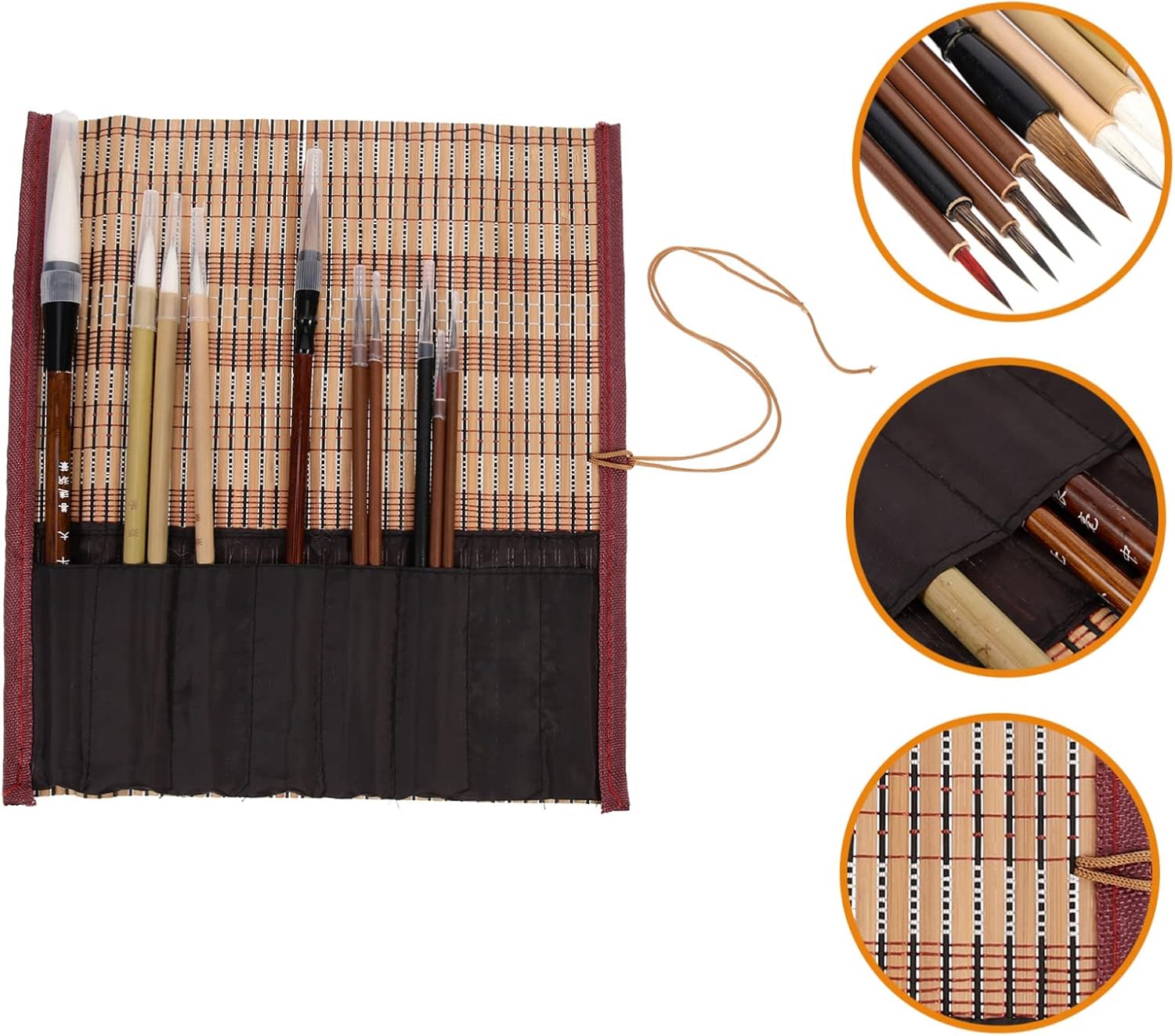 10pcs Chinese Calligraphy Brush Set for Art Students, Portable