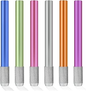 6PCS Aluminum Assorted Colors Pencil Lengthener, Multi-Color Pencil Lengthener Holder with Ergonomic Grip, Fits Standard & Colored Pencils for Drawing, Sketching & Office Use