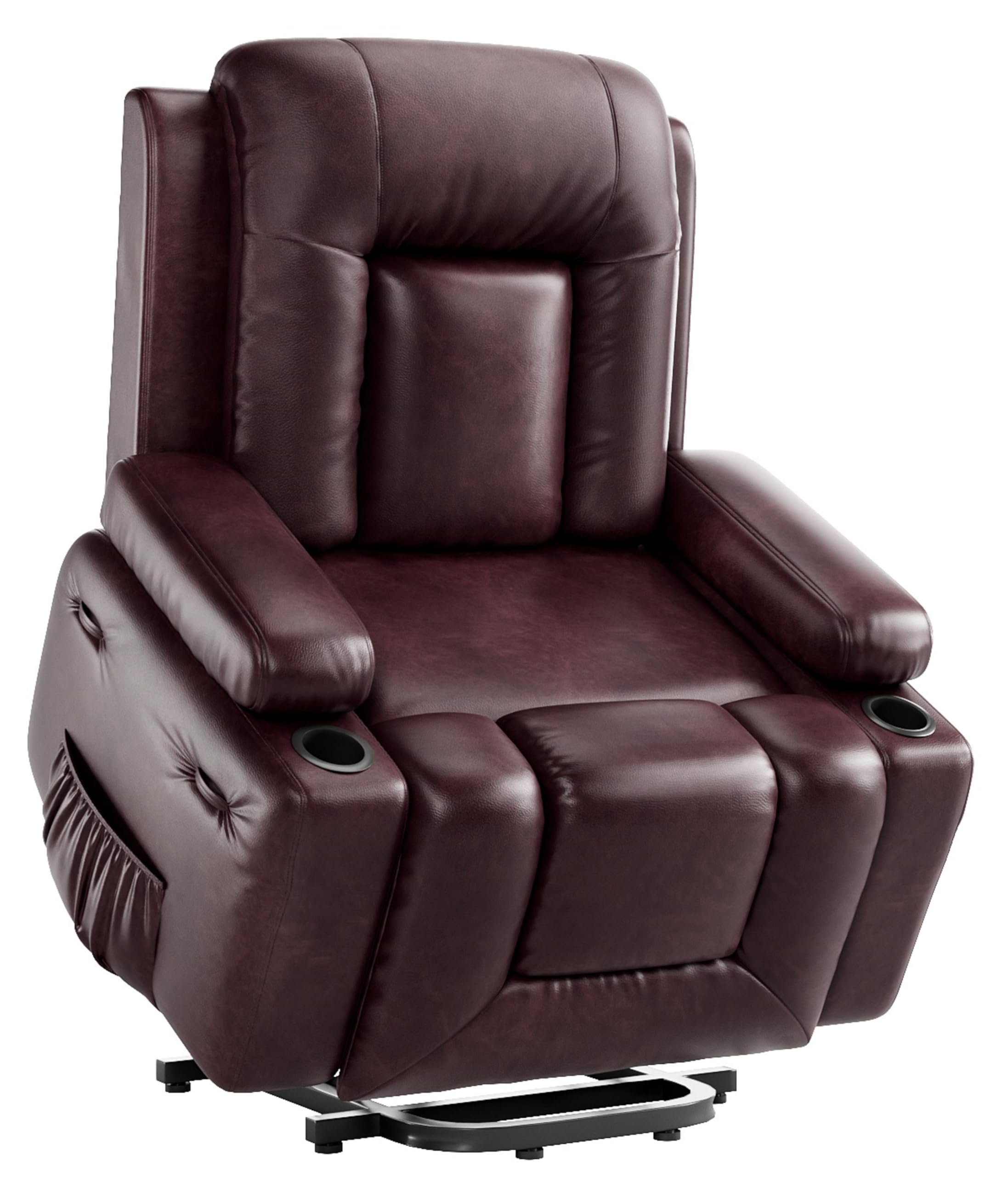 Garvee Oversized Power Lift Recliner Chair - Heat and Massage, PU Leather Electric Lift Recliner for Elderly &amp; Mobility Impaired, Adjustable Back and Legs, Heavy Duty Lift Chair for Seniors