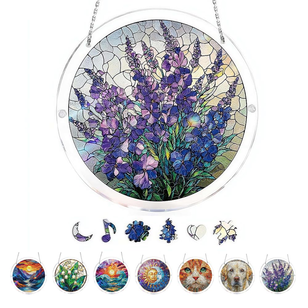 Acrylic Puzzles Suncatcher Window Hanging, Acrylic Puzzle for Adult, 83 Pieces Acrylics Jigsaw Puzzle Suncatcher, Colorful Flame Hummingbird Sun Catchers Window Hanging Panel (Style F) — view 13