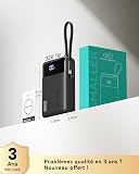 INIU Batterie Externe, Petit 45W Charge Rapide 20000mAh Power Bank avec USB C Câbles Intégrés, Autorisé en Avion, Essentiels de Voyage, Portable Batterie pour iPhone 17 16, Samsung, Xiaomi, iPad etc - 7