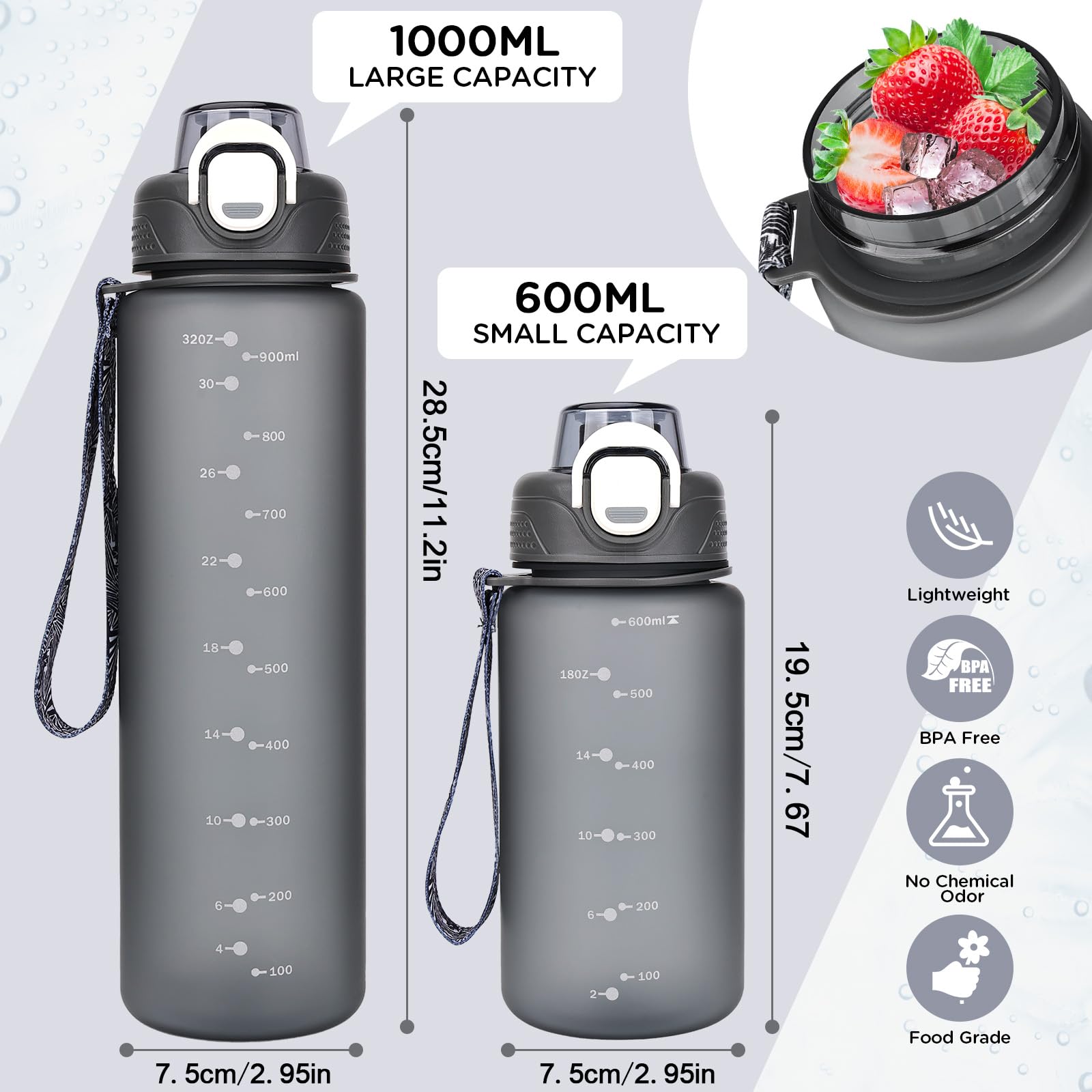 Ion8 Botella Niños 600 Ml AOHAN Botella De Agua De 1 L, Botella De Agua Sin  BPA, Apta Para Botella Agua Senderismo, image size:1600x1600