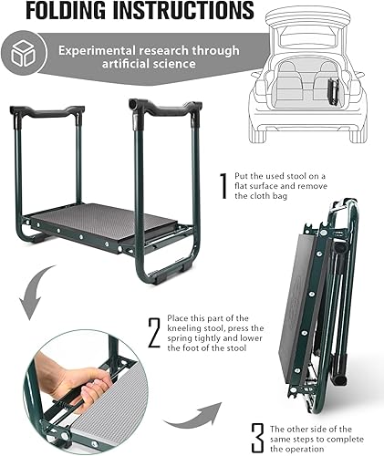Miniatura 6 de Taburete de jardinería plegable mejorado, ampliado a 10 pulgadas, resistente al desgaste, evita el dolor de rodilla y espalda, hermoso logotipo de