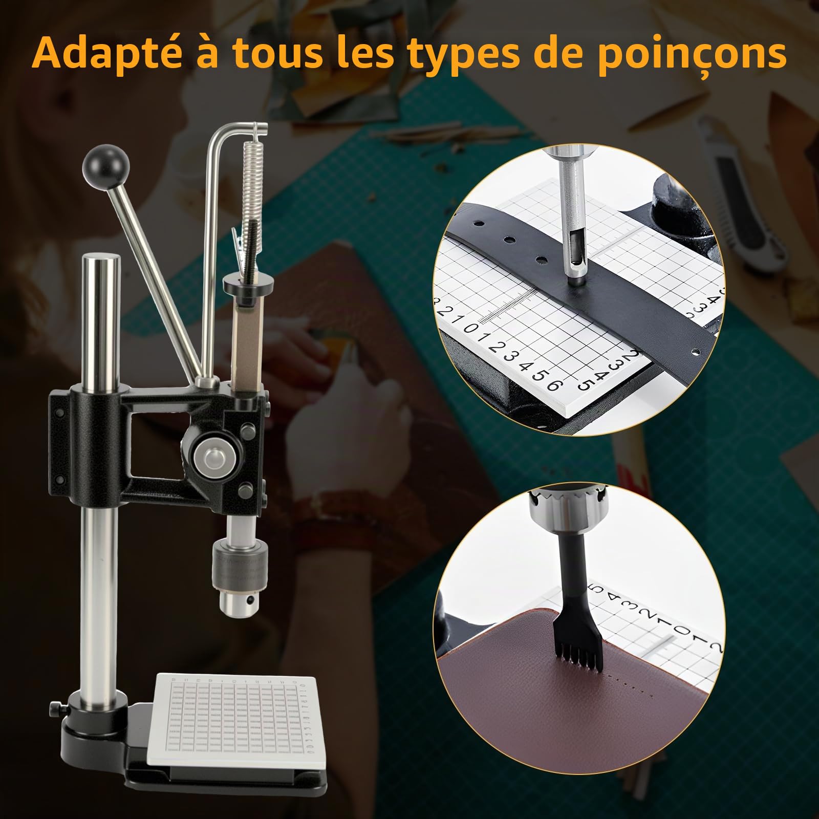 Machine à gaufrer et poinçonner en cuir | Machine à gaufrer pour percer le cuir, bricolage, plaque en aluminium PP,compatible avec fer perforé,ciseau à coudre,tampons