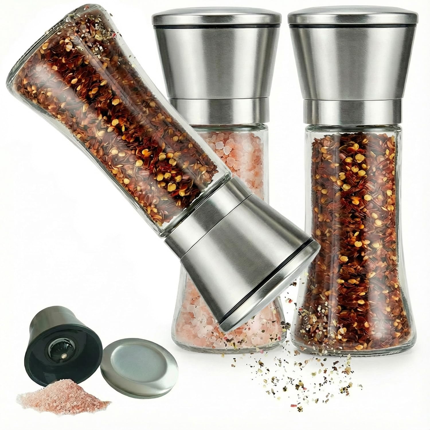 Salière et poivrière pour cuisine maison et restaurant avec mécanisme manuel réglable