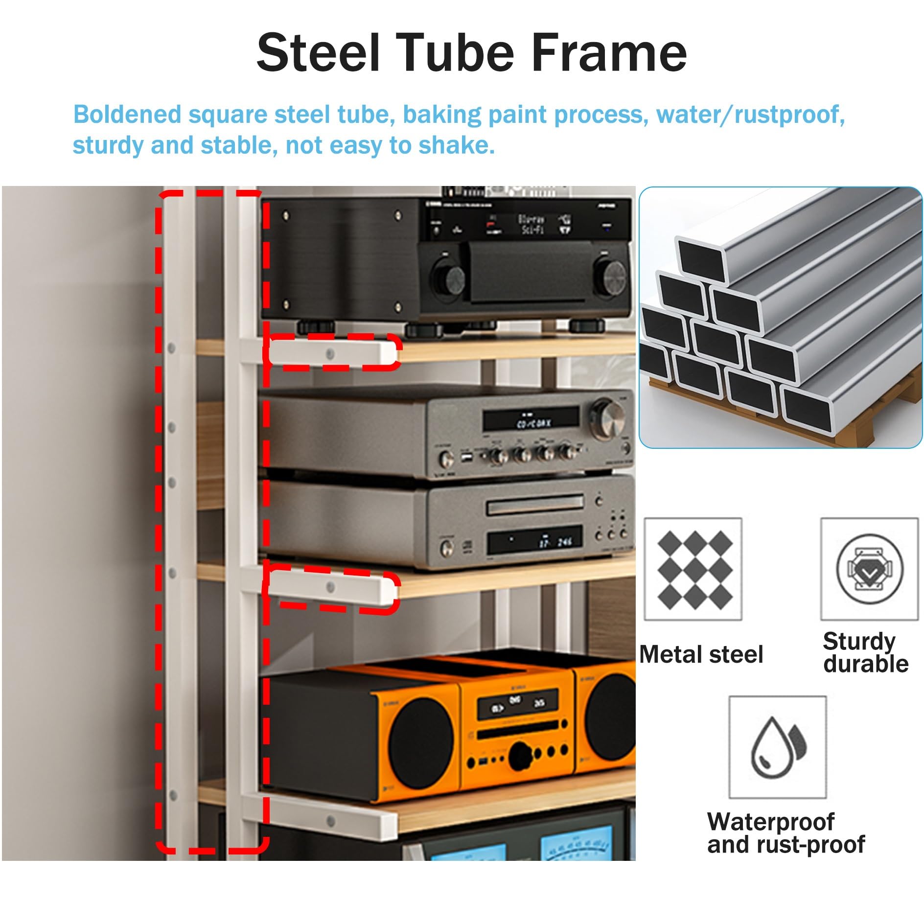 Mobile Stereo hi fi rack,Mobile Hifi Audio Video Rack,Mobiletto TV 3/4/5-Level,Mobiletto Portaoggetti Multimediale,Mobile Porta CD Mobile Rack Ripiano AV Componenti Scaffale,for Ufficio Soggiorno(Blac