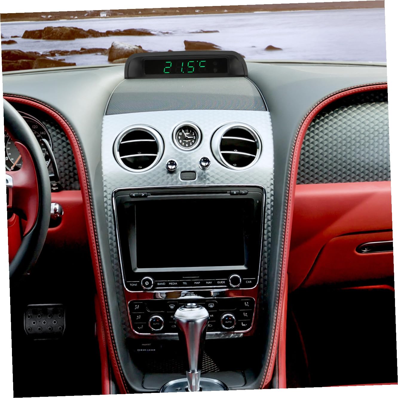 GLEAVI High Precision Vehicle Clock Thermometer Car Dash Solar Luminous Electronic Clock with Night Light for Automotive Interior Accessories