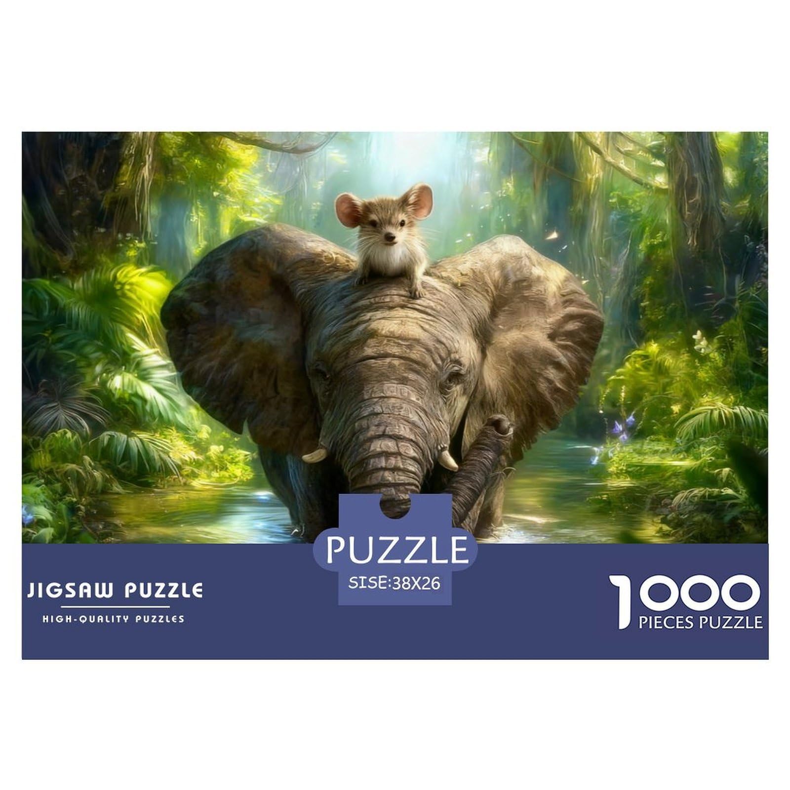 African Elephant 1000 Piece Jigsaw Puzzles for Adults Wildlife Impossible Birthday Gifts for Women And Man Challenge High Difficulty 38x26cm/1000pcs