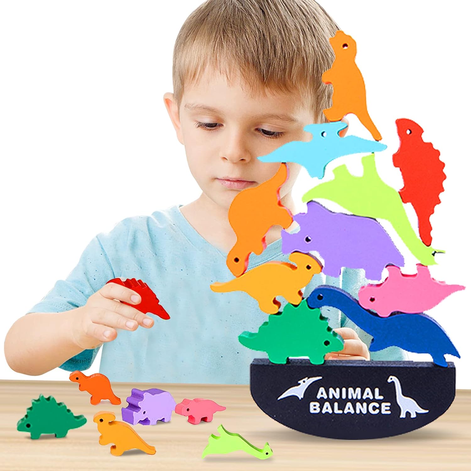 Dinosaur Stacking Toys for Kids aged 36, Wooden Stacking