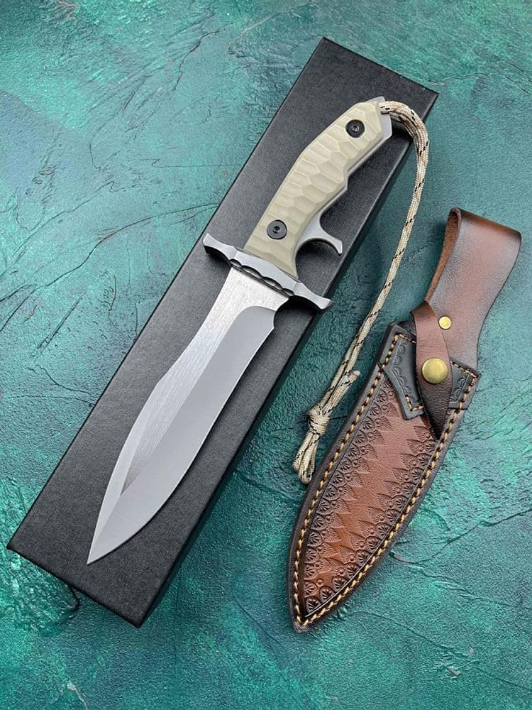 Generisch TEERMA ES8 Integriertes geschmiedetes gerades Messer im Freien mit fester Klinge, Überlebensmesser, Jagdmesser
