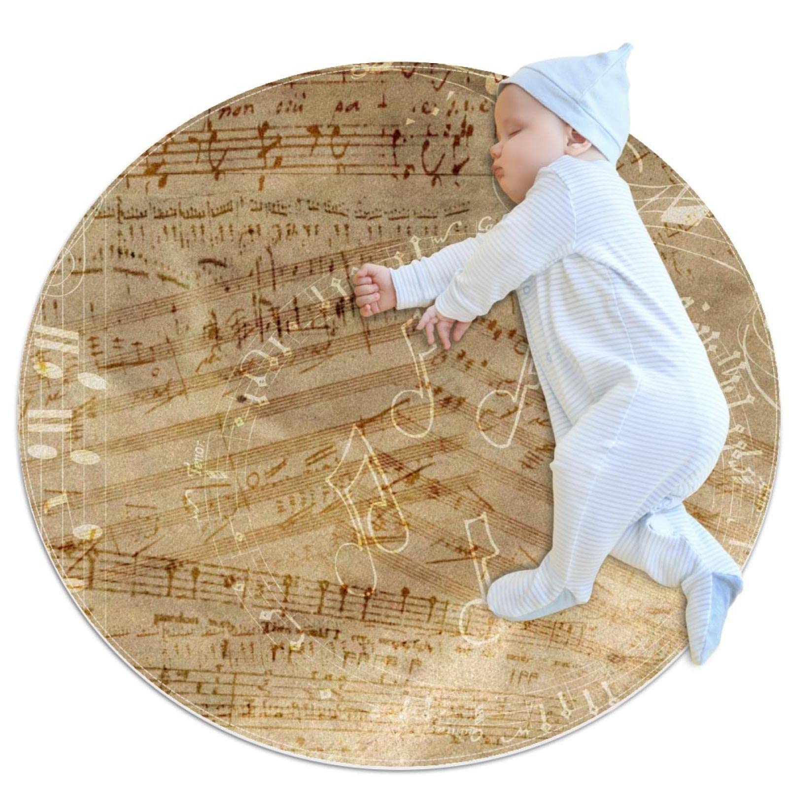 Tapis de salle de bain aux notes de musique vintage pour une ambiance douce de chambre