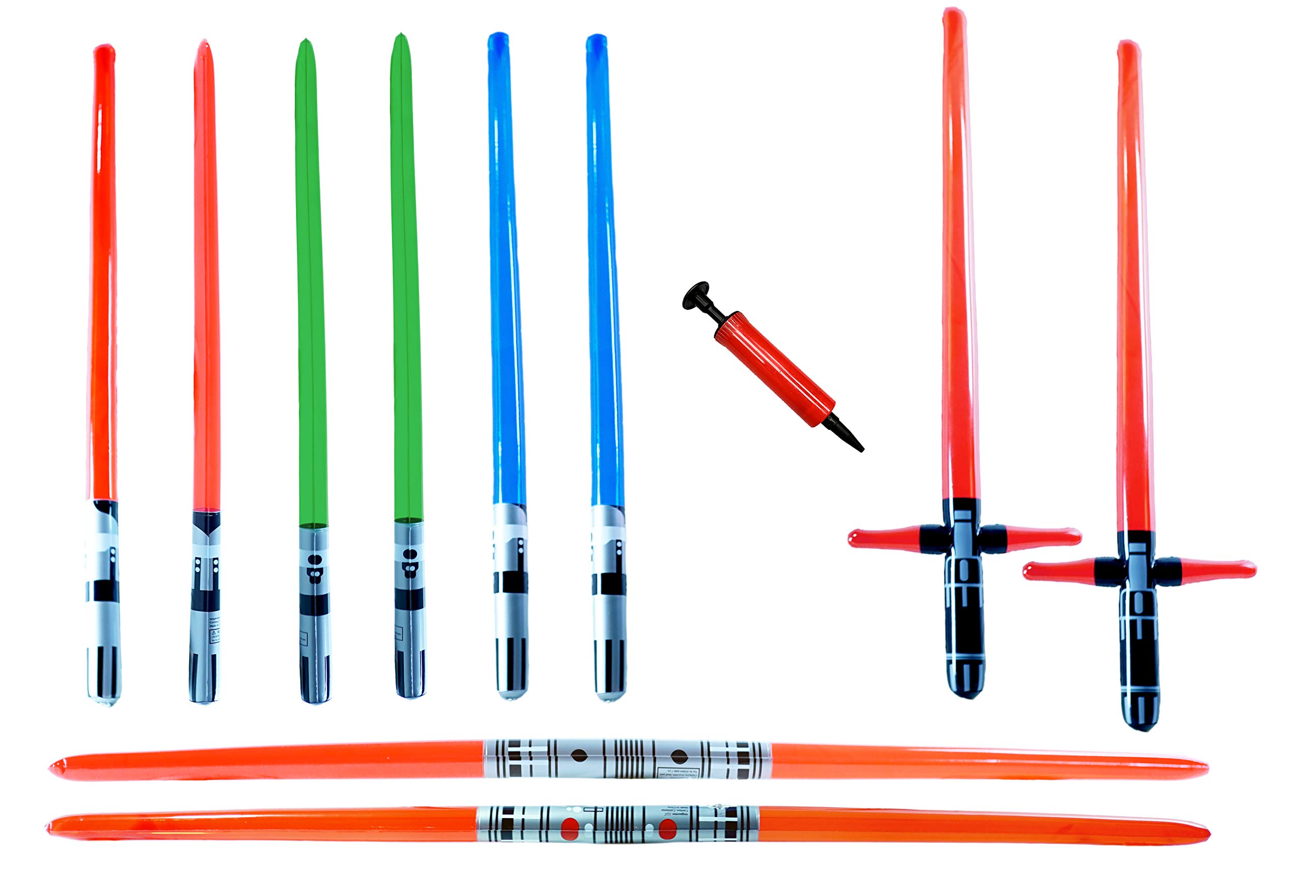 megasumer 10 Premium - Inflatable Light Saber Swords, Lightsaber, Party, Gift, Action Play, Blow Up (Multi 10-Pack)