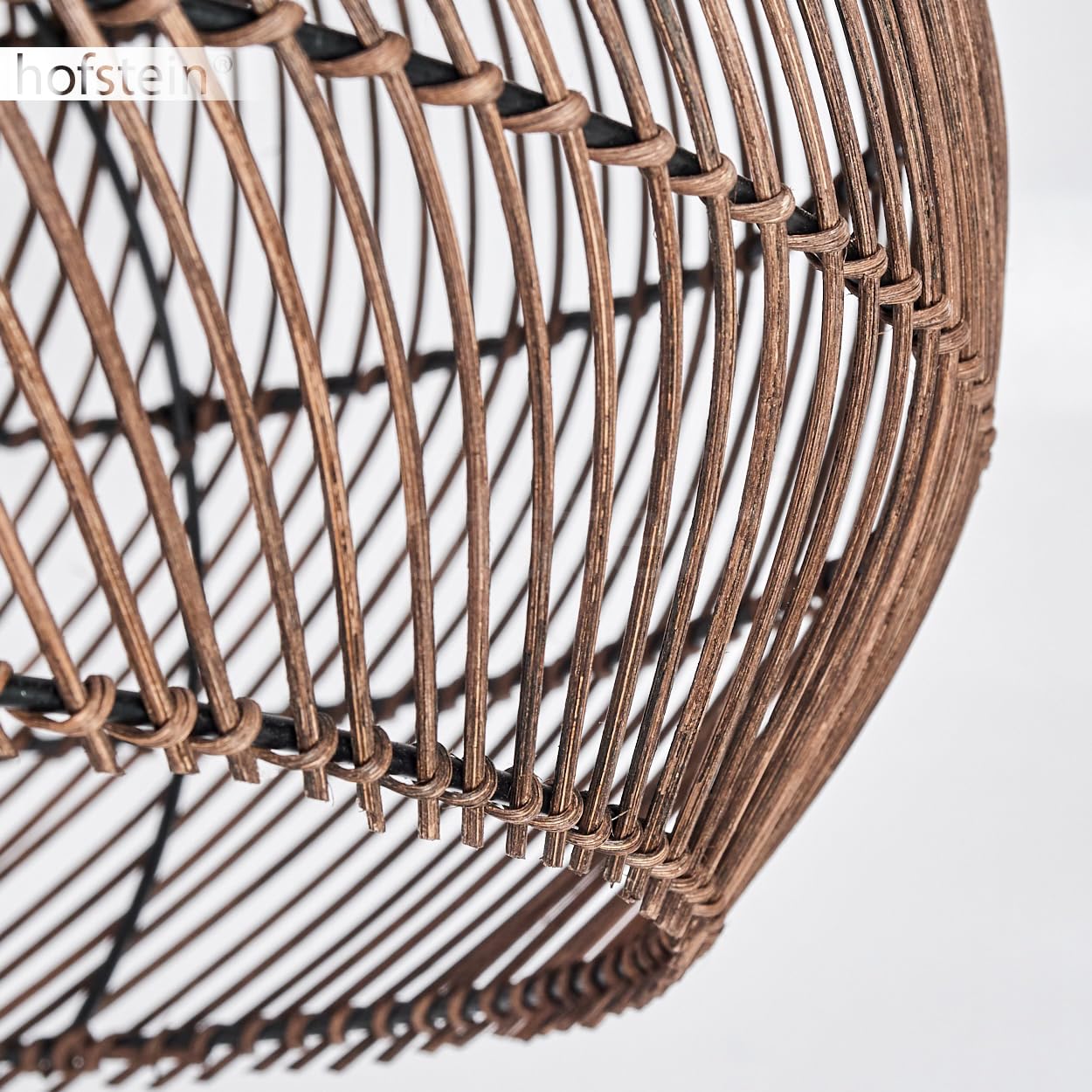 Plafoniera Brandala, lampada da soffitto moderna in metallo/rattan nero/marrone scuro, stile boho con un fantastico effetto luminoso sul soffitto, Ø 50 cm, 3 luci, x E27, senza lampadine