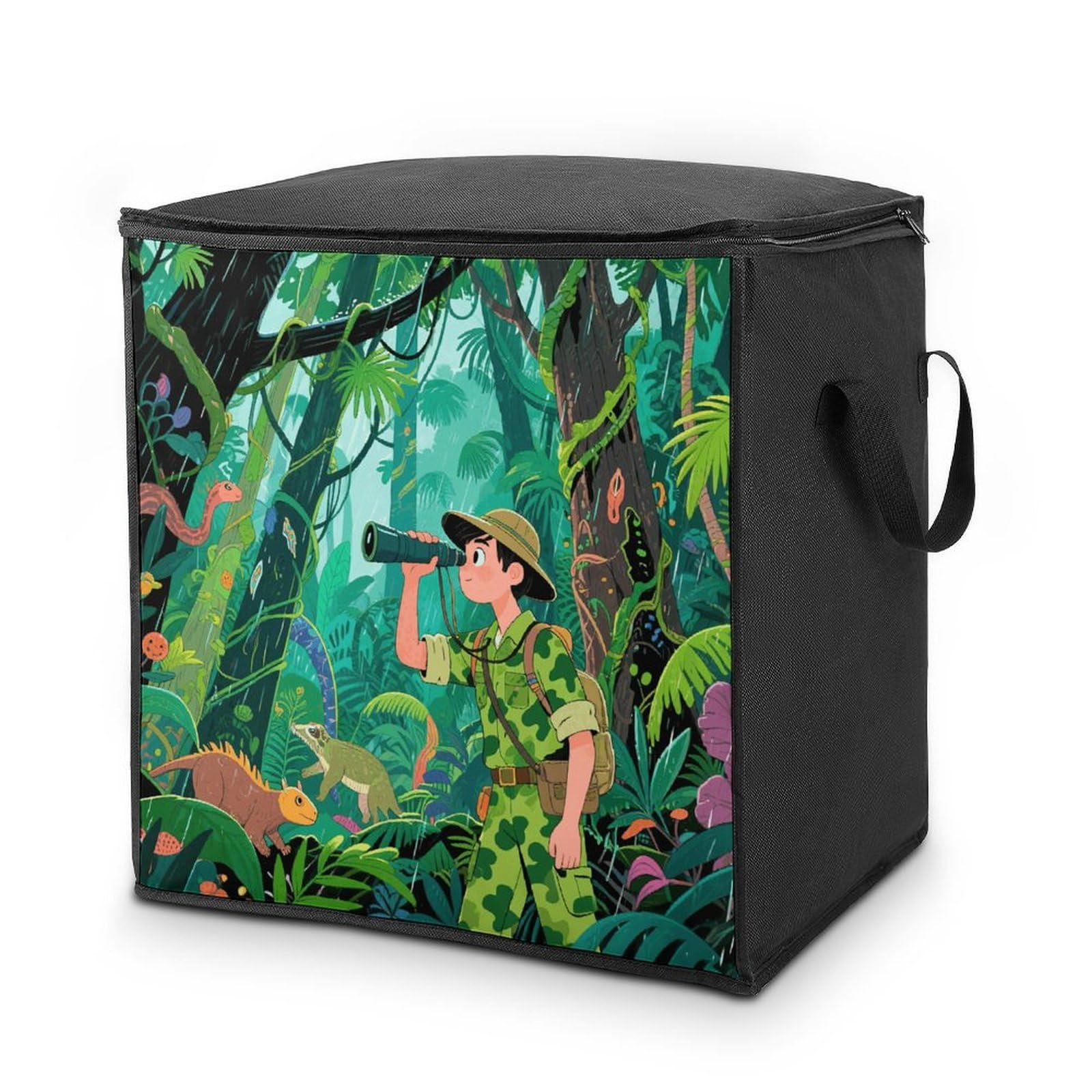 Tropical Rainforest Storage Bag with Zippers And Handle Extra Large Bedding Comforter Storage Bag Foldable Blanket Storage Bags Fabric Moving Bags for Closet Organizer (70L)