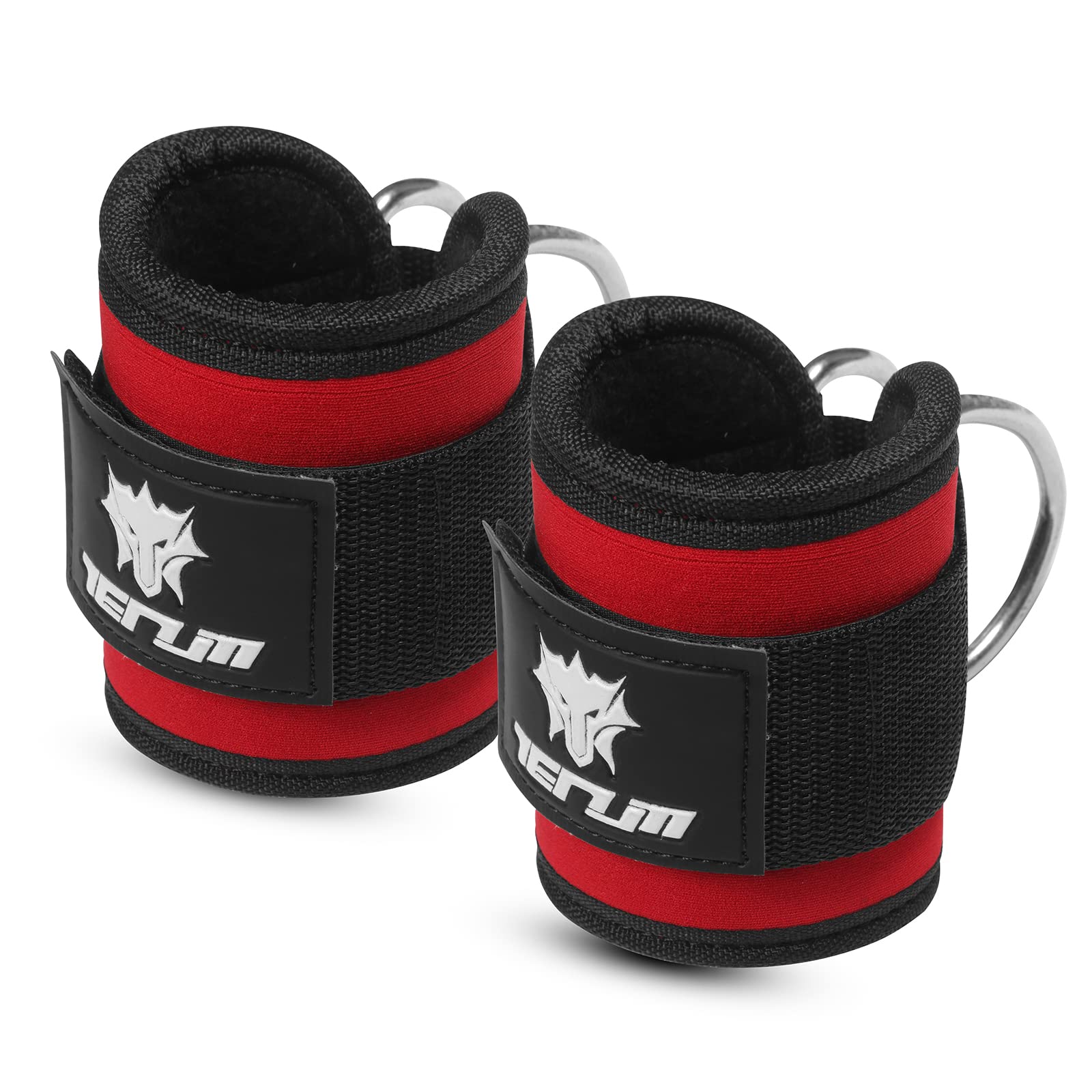 Tenum Sports Ankle Strap Leg Gym Cable Attachment Pulley Machine Weight Lifting D Ring (Pair)