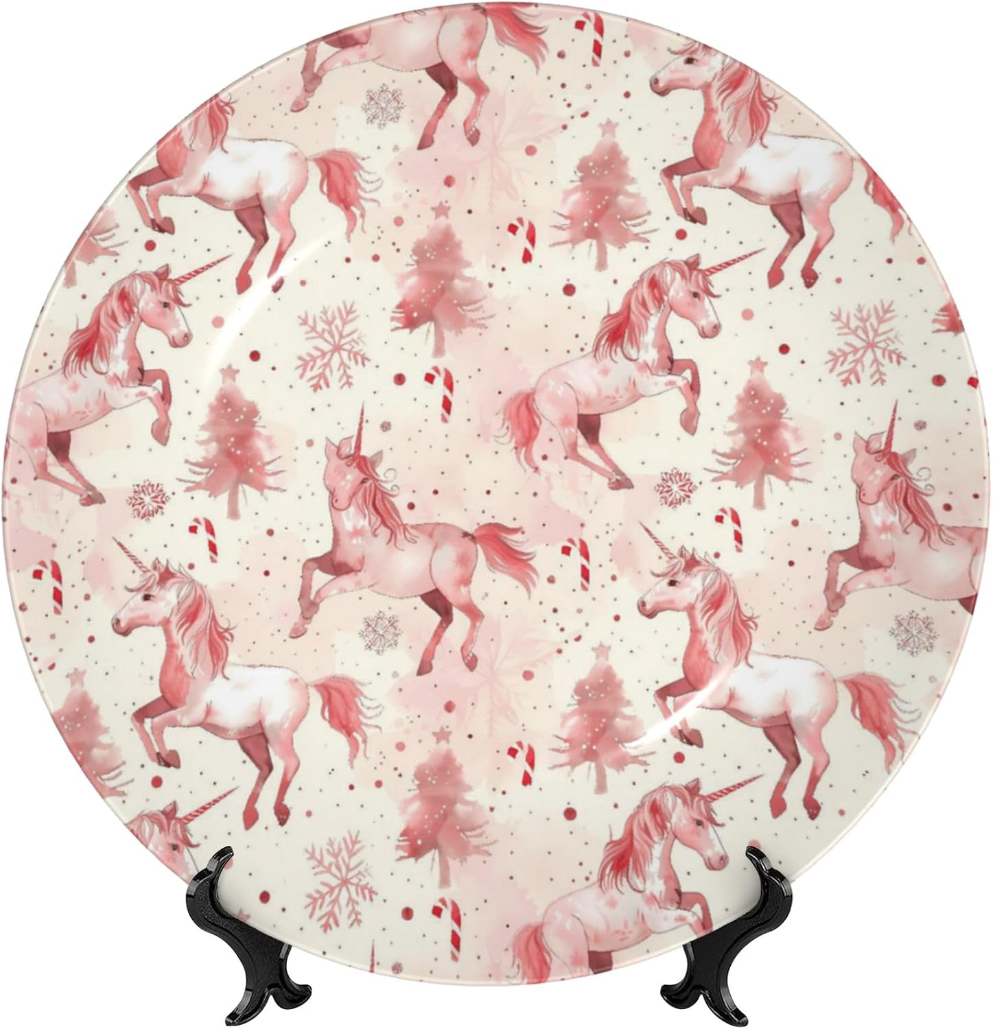 Decorative Plate Ceramic Plate for Wall Hanging 10in Accent Plate for Office Living Room Hallway Table Decor - Christmas Unicorns 6