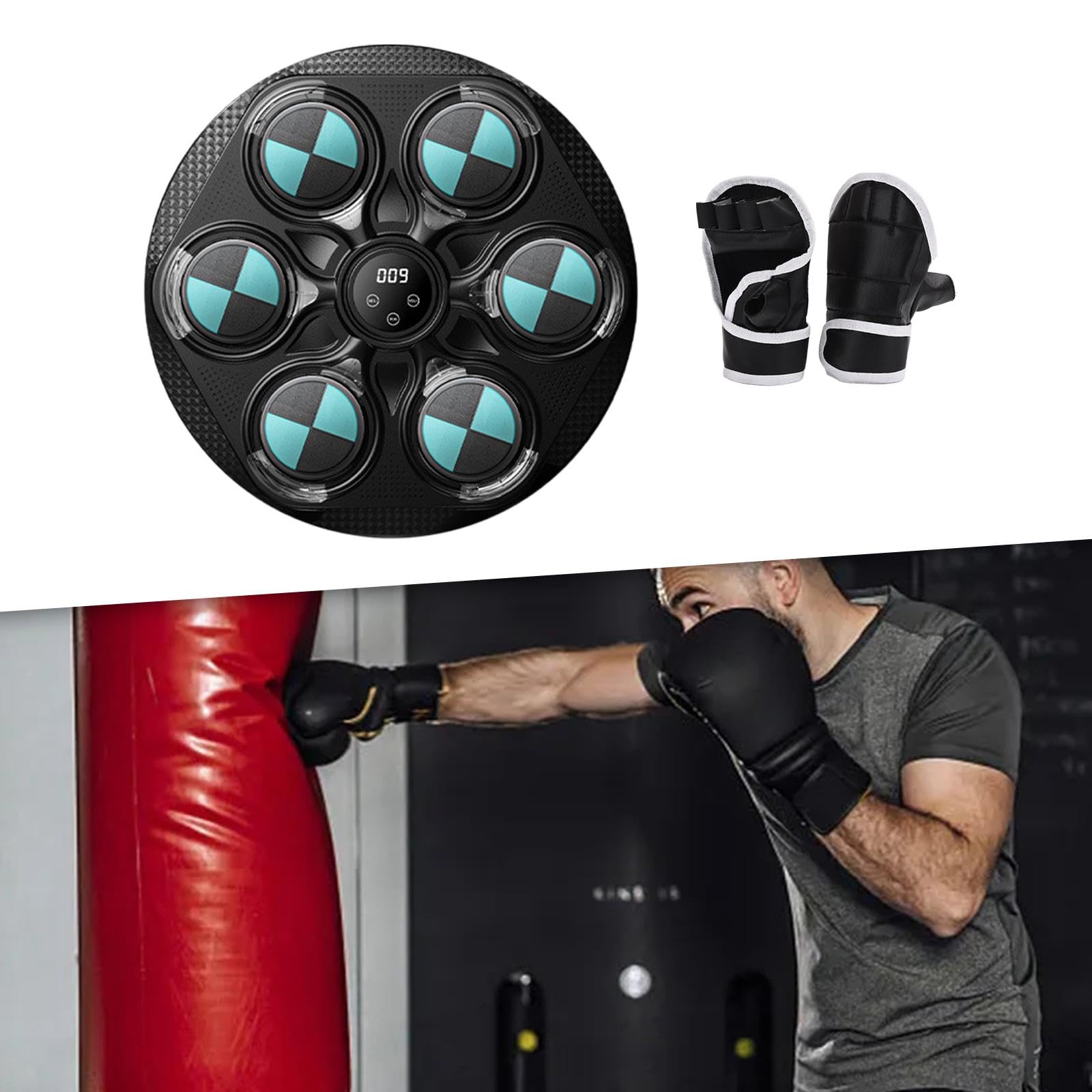 Máquina de Entrenamiento de Boxeo Musical, Objetivo de Pared de Boxeo con Música Electrónica con Guantes, Entrenador de Boxeo para Práctica Deportiva