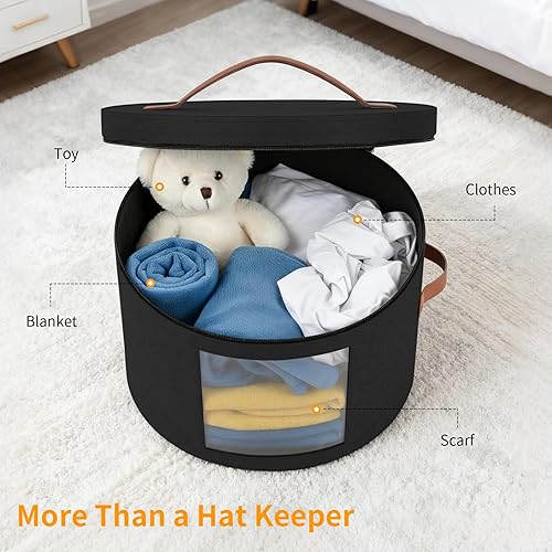 Miniatura 7 de Samplife Caja para Sombreros, Caja de Almacenamiento para Sombreros, Organizador de Sombreros de Ala Redonda Apilable, Bolsa Contenedora