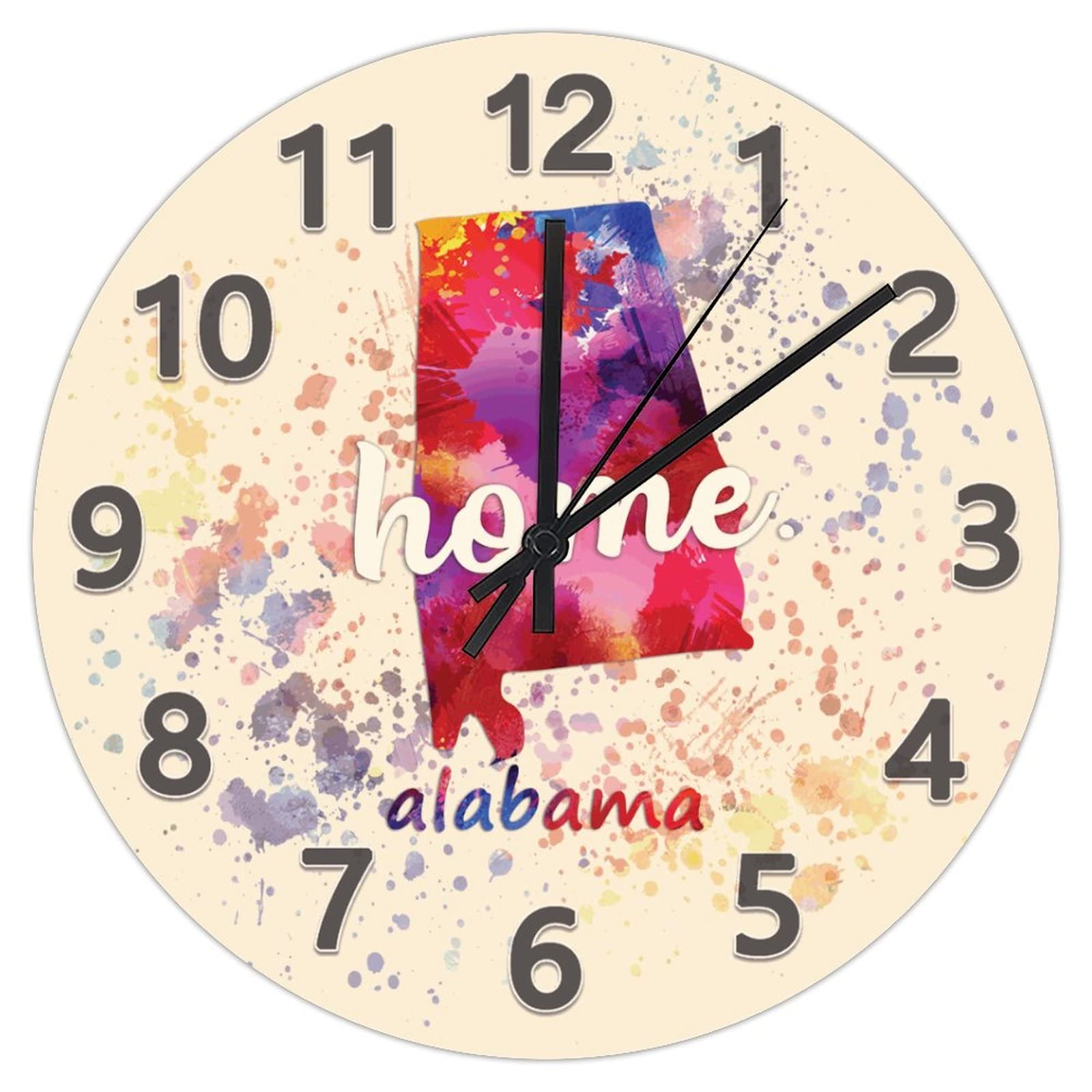 Horloge murale pour cuisine et salon grand format 30,5 cm au style abstrait de l'Alabama