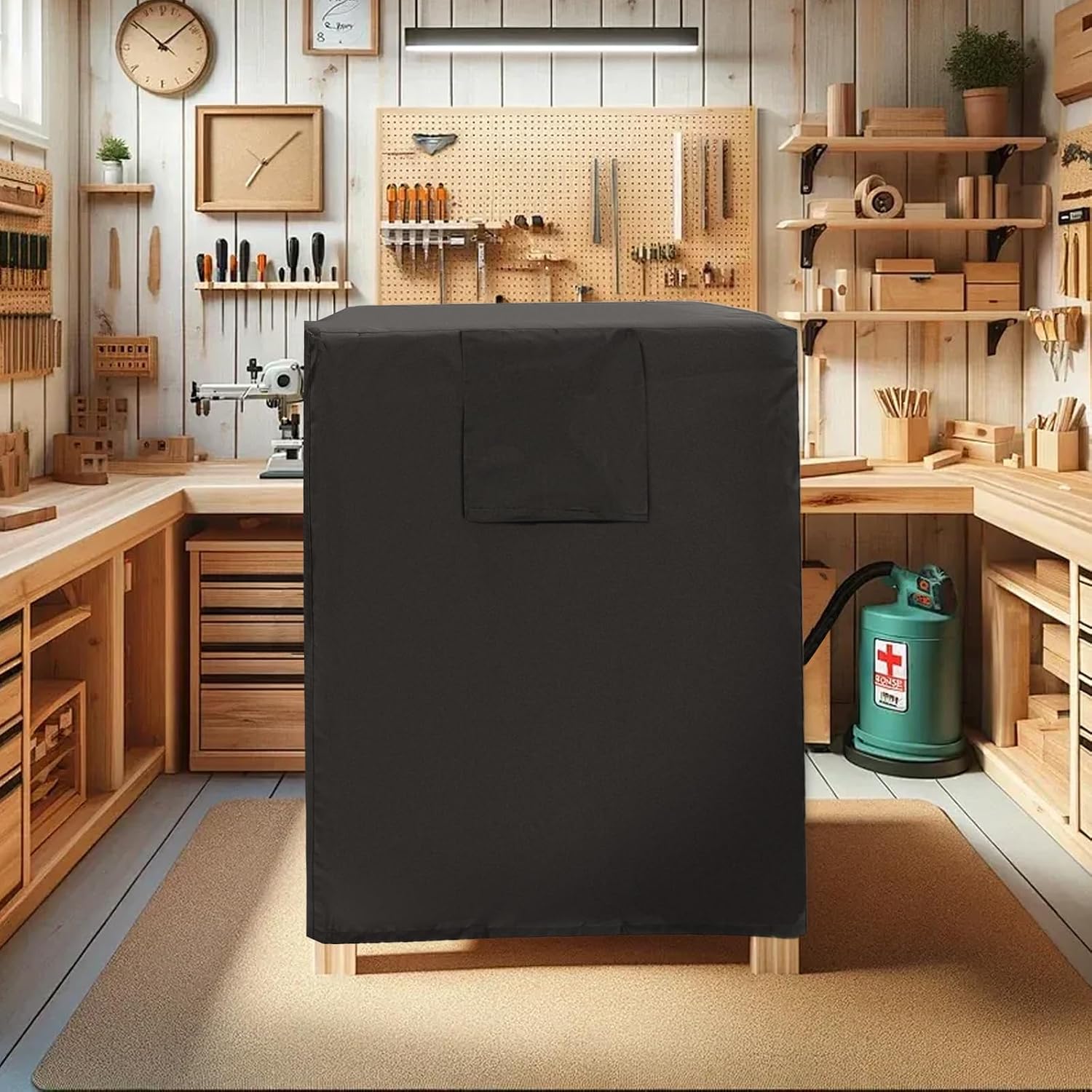 Table Saw Cover,Guard Outdoor Wood Planers Dust Waterproof Parts Tablesaw Tool Storage Accessories Effective Portable Oxford Universal Covers,Fit for Most Table Sawand Miter Saw (Black, 34*34*38In)