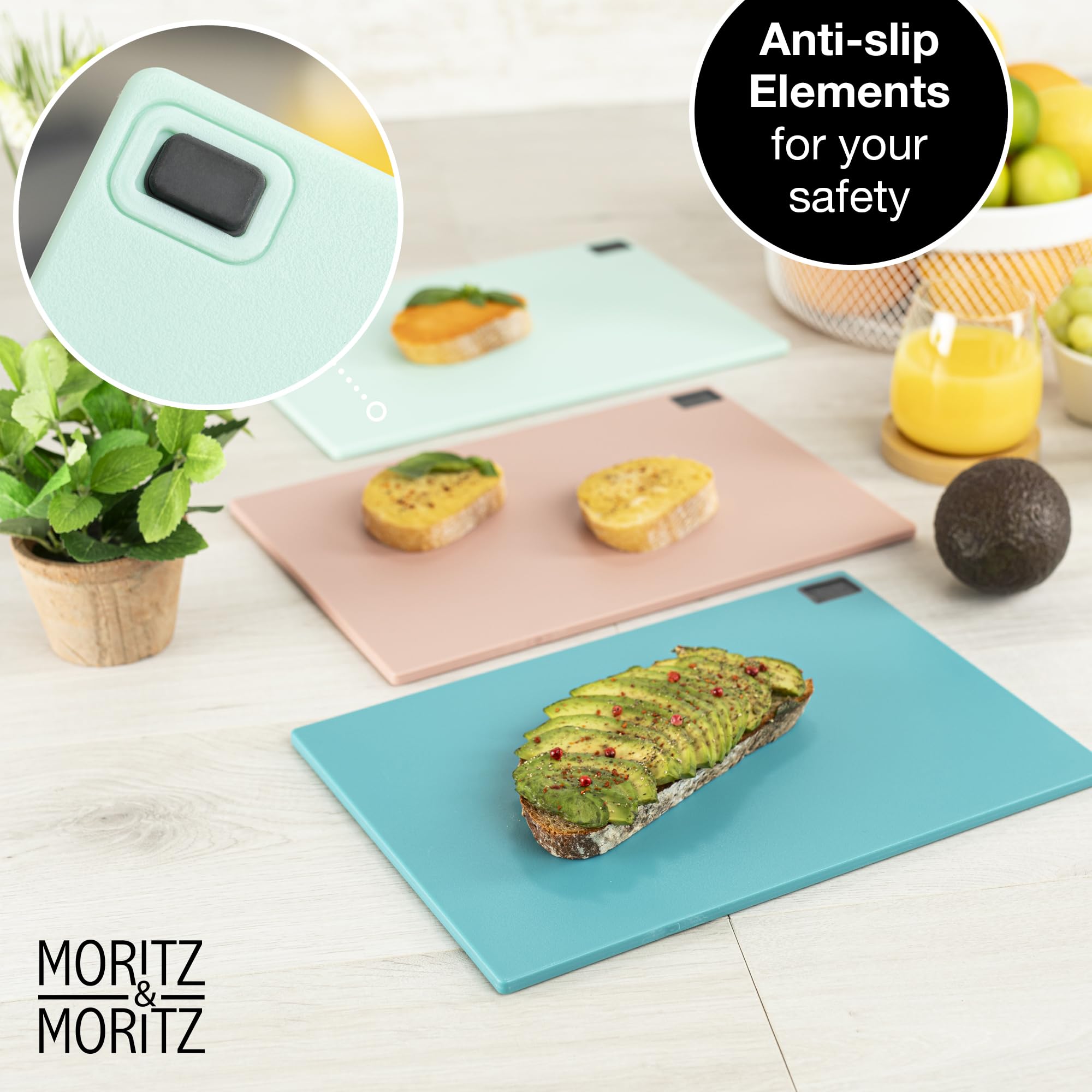 Set De 3 Planches à Découper Moritz & Moritz - 32x22 Cm - Anti-dérapantes - Lavables Lave-vaisselle