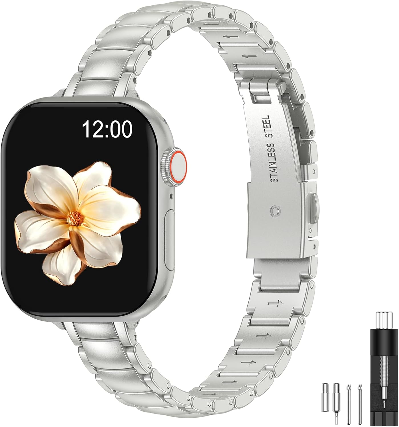 MioHHR Thin Metal Bands Compatible with Apple Watch Band Ultra3/2/1 Series 11 10 9 8 7 6 5 4 3 2 1 SE3/2/1,Slim Narrow Stainless Steel Strap for Women iWatch 49mm 46mm 45mm 44mm 42mm 41mm 40mm 38mm