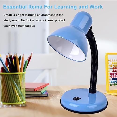Miniatura 5 de Lámpara de escritorio con bombilla LED, cuello de cisne flexible (azul) con lámpara de mesa, lámpara de escritorio de metal de 6000 K con cuello de