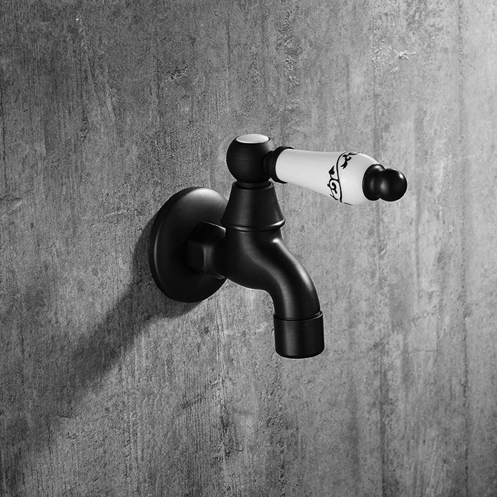 Taps, Wall Mounted Brass Cold Water Tap Bathroom Basin Faucet Mop Pool Washing Hands Taps, Oil Rubbed Bronze(Short)